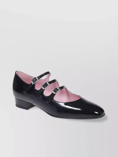CAREL SQUARE TOE CUT-OUT PATENT PUMP