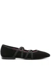 Carel Womens Black Tutu Cross-strap Suede Flat Ballerina Pumps In 黑色