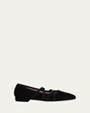 Carel Womens Black Tutu Cross-strap Suede Flat Ballerina Pumps In Black