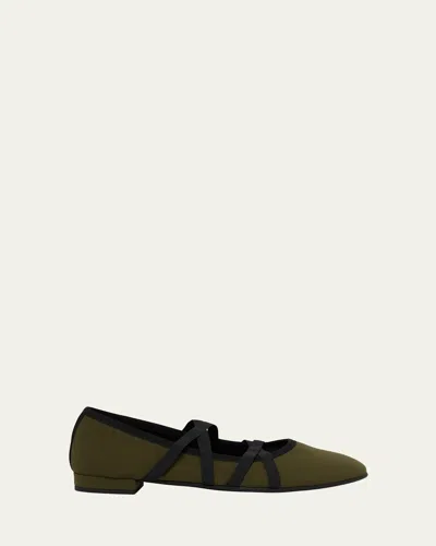 Carel Tutu Crisscross Ballerina Flats In Green