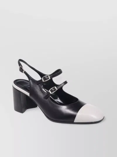 Carel Two-tone Block Heel Sling Back Pumps In Black/comb
