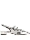 Carel Oceano Silver Colored Slingback Ballet Shoes With Contrasting Toe In Leather Woman In Nappa Platine