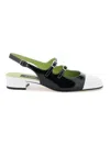 Carel Slingback In Black And White Patent Leather In Mixed Colours