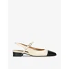 Carel White Slingback Pumps With Contrasting Toe In Leather Woman In Beige Comb