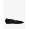 Carel Womens Black Tutu Cross-strap Suede Flat Ballerina Pumps In Black