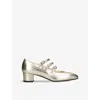 Carel Metallic Mary Jane Trio Pumps In Gold