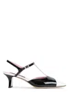 Carel Cecile Black Slingback Pumps With Contrasting Toe And Sculpted Heel In Leather Woman In Black