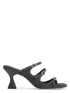 Carel Denim Triple Strap Open Toe Mules In Black