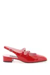 Carel Glossy Leather Slingback Sandals With Low Heel In Red