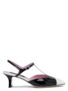 Carel Cecile Black Slingback Pumps With Contrasting Toe And Sculpted Heel In Leather Woman In Black