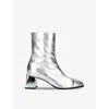 Carel Womens Silver Oden Block-heel Metallic-leather Heeled Ankle Boots In Silver