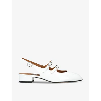 Carel Womens White Peche Double-strap Patent-leather Mary Janes