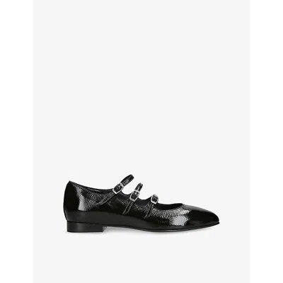 Carel Womens Ariana Triple-strap Patent-leather Mary Jane Ballet Flats Blac In Black
