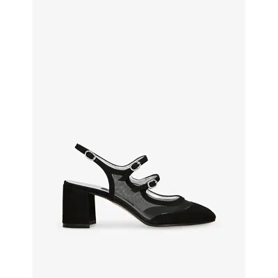 Carel Womens Bananight Triple-strap Suede Mary Jane Pumps Blac In Black