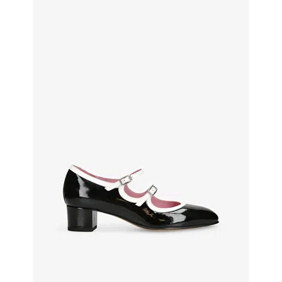 Carel Womens  Bleuet Contrast-trim Patent-leather Mary Jane Pumps In Black