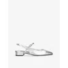 Carel Oceano Silver Colored Slingback Ballet Shoes With Contrasting Toe In Leather Woman In Silver