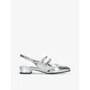 CAREL WOMENS SILVER PECHE DOUBLE-STRAP LEATHER MARY JANE HEELS