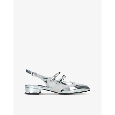 CAREL WOMENS SILVER PECHE DOUBLE-STRAP LEATHER MARY JANE HEELS