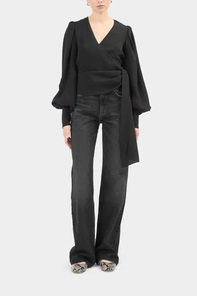 Careste Annie Draped Neck Blouse In Black