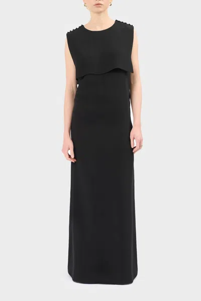 Careste Aubrey Silk Cape Detail Maxi Shift Dress In Black