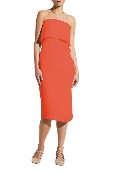 Careste Chloe Strapless Cape Dress In Flame In Pink