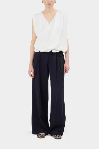 Careste Clara Layered Silk Top In Brilliant White