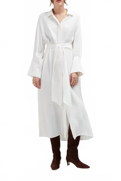 Careste Elsa Silk Shirt Dress In Brilliant White
