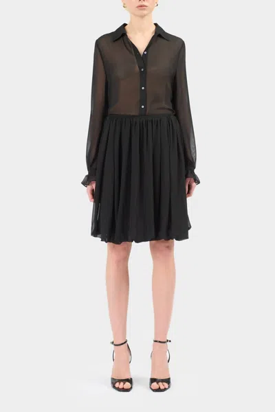 Careste Emery Button Down Blouse With Removable Tie In Black