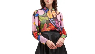 Careste Grace Draped Neck Top In Abstract Courage In Multi