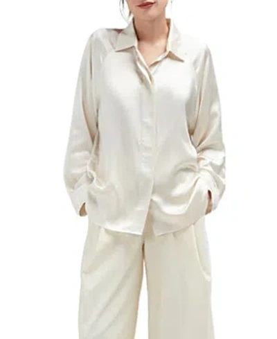 Careste Melissa Button-down Silk Blouse In White