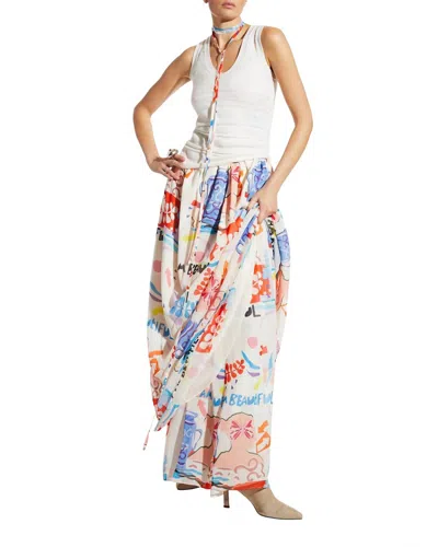 Careste Riley Graphic Print Silk Maxi Skirt In Matisse In Multi