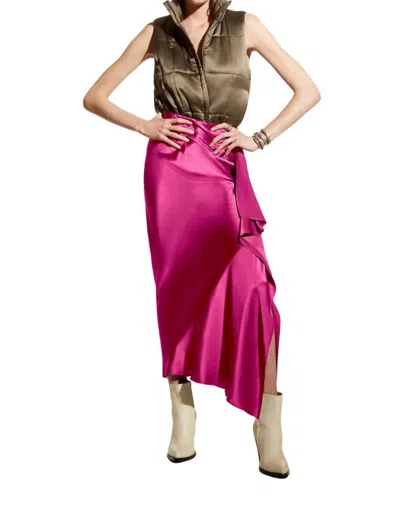 Careste Rose Glossy Midi Skirt In Fuchsia In Pink