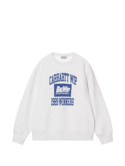 Carhartt Wip Relaxed-fit Crewneck Cotton Sweatshirt With Front Contrast Print In White
