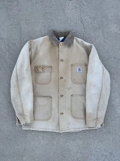 Pre-owned Carhartt 60's Vintage Chore Jacket Size 42/l In Sand