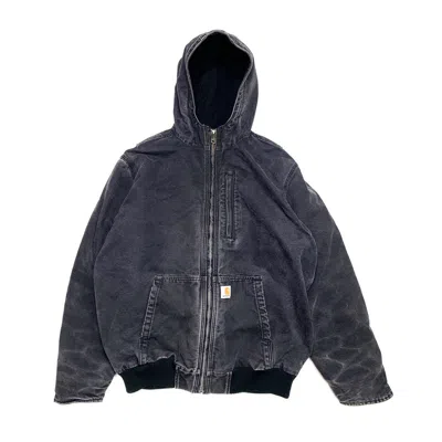 Pre-owned Carhartt 90's  Workwear Hoodie Jacket Sun Faded Black Detroit