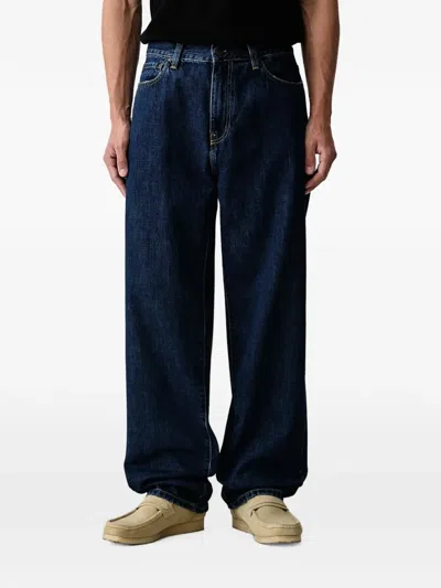 Carhartt Aaron Logo-patch Wide-leg Jeans In Blue