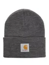 Carhartt Wip Mens Dark Grey Heather Acrylic Watch Brand-patch Knitted Beanie Hat In Gray