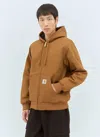 Carhartt Logo-patch Cotton Hooded Jacket In Camel