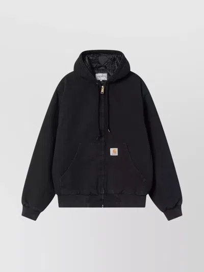 Carhartt Active Hooded Jacket Kangaroo Pockets In Black