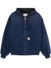 Carhartt Active Jacket With Ribbed Cuffs And Hood In Blue