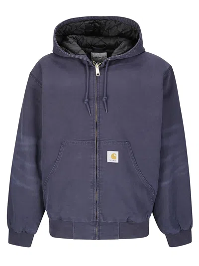 Carhartt Active Jacket In Organic Cotton Canvas With Functional Pockets In Purple