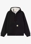 Carhartt Active Logo Zip-up Hooded Sweatshirt In Black