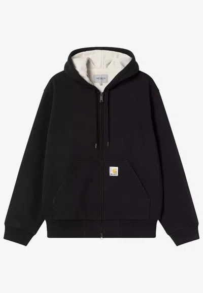 Carhartt Active Logo Zip-up Hooded Sweatshirt In Black
