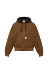 Carhartt Active Logo-patch Drawstring Jacket In Brown