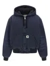 Carhartt Garment-dyed Blue Jacket With Adjustable Hood And Quilted Lining In Blue