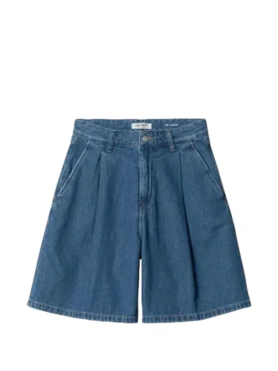 Carhartt Alta Pleated Denim Shorts In Blue