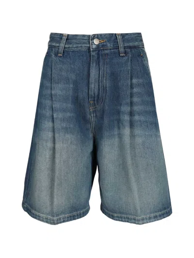 Carhartt Alta Pleated Denim Shorts In Blue