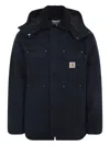Carhartt Casual Utility Jacket With Detachable Hood And Flap Pockets In Blue
