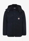 Carhartt Casual Utility Jacket With Detachable Hood And Flap Pockets In Blue