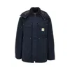 Carhartt Casual Utility Jacket With Detachable Hood And Flap Pockets In Blue